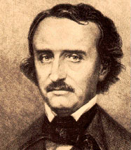 An image of Edgar Allan Poe looking straight ahead disinterestedly.